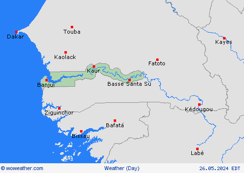 visión general Gambia Africa Mapas de pronósticos