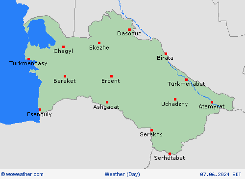 visión general Turkmenistan Asia Mapas de pronósticos