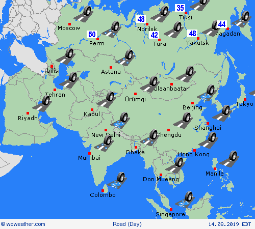 road conditions  Asia Forecast maps