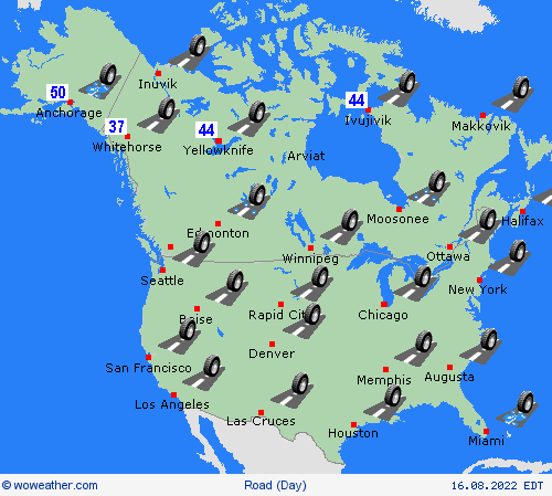 road conditions  North America Forecast maps