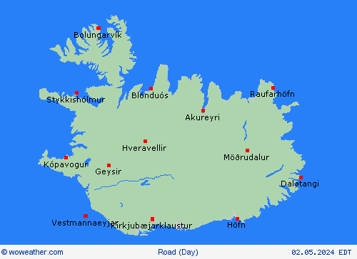 road conditions Iceland Europe Forecast maps