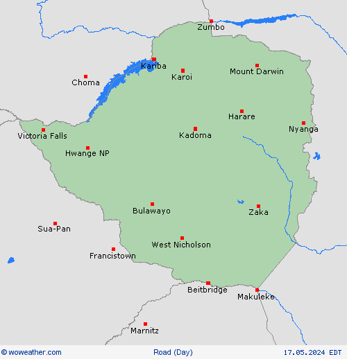 road conditions Zimbabwe Africa Forecast maps