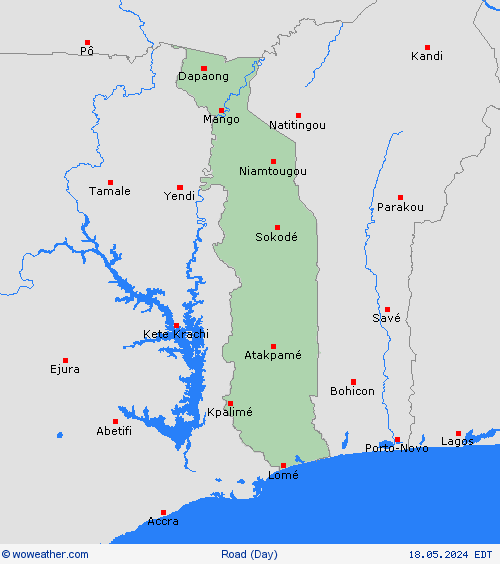 road conditions Togo Africa Forecast maps