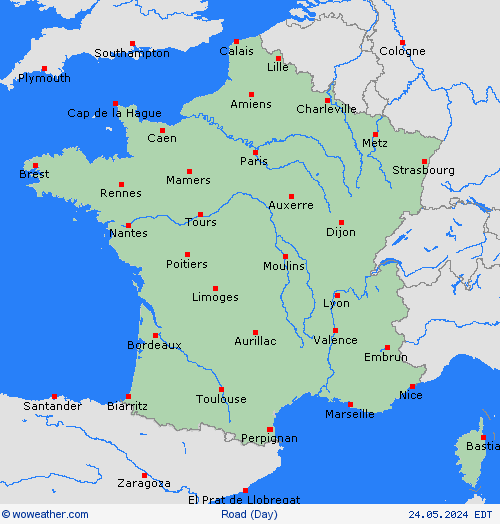 road conditions France Europe Forecast maps