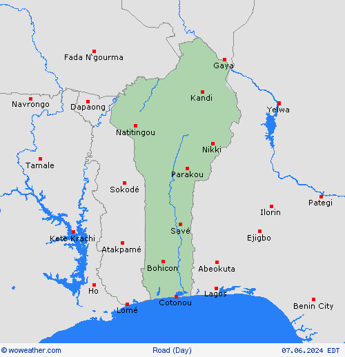 road conditions Benin Africa Forecast maps