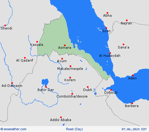 estado de la vía Eritrea Africa Mapas de pronósticos