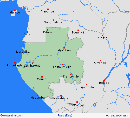 road conditions Gabon Africa Forecast maps