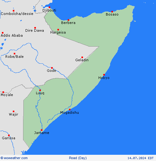 road conditions Somalia Africa Forecast maps