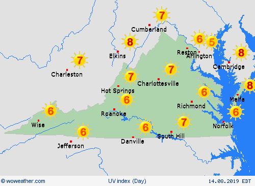 uv index  USA Forecast maps