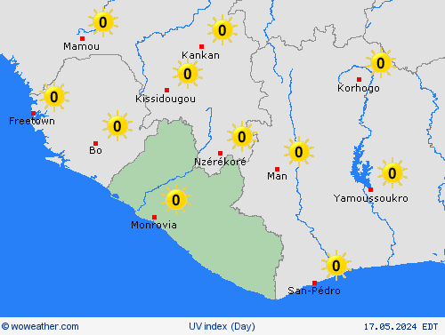 uv index Liberia Africa Forecast maps