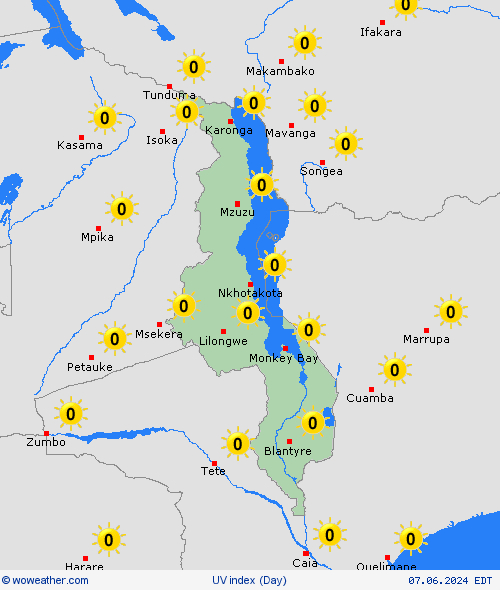 uv index Malawi Africa Forecast maps