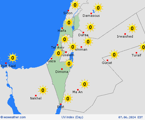 índice uv Israel Asia Mapas de pronósticos