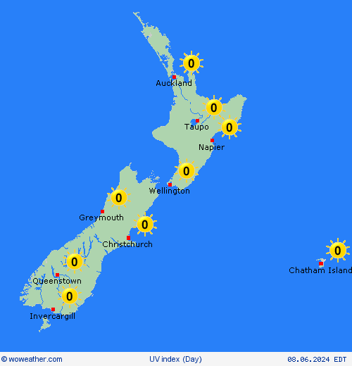 uv index New Zealand Oceania Forecast maps