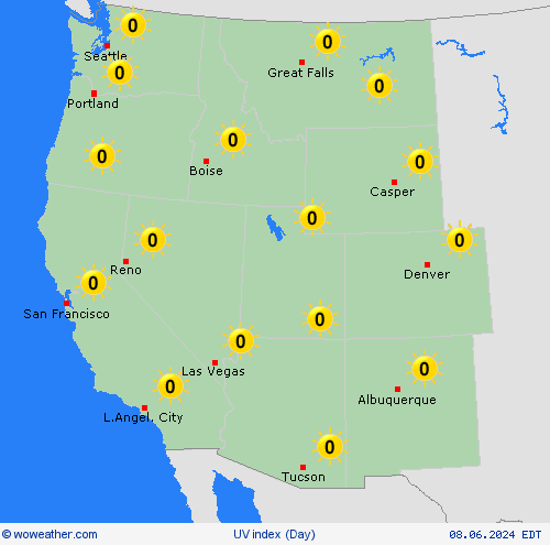 uv index  USA Forecast maps