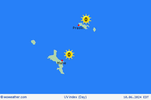 índice uv Seychelles Africa Mapas de pronósticos