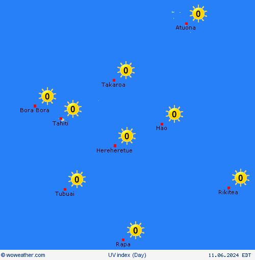 uv index French Polynesia Oceania Forecast maps