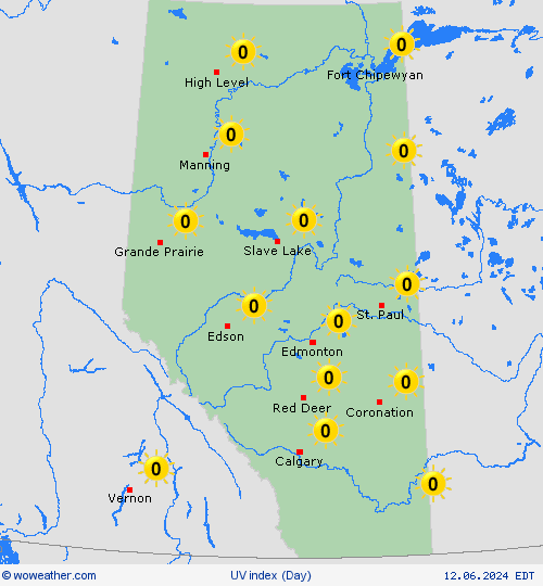 uv index Alberta North America Forecast maps