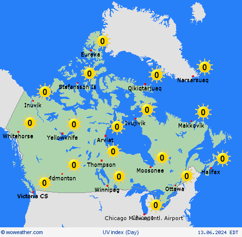 uv index  North America Forecast maps