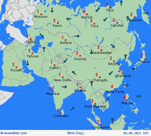 wind  Asia Forecast maps