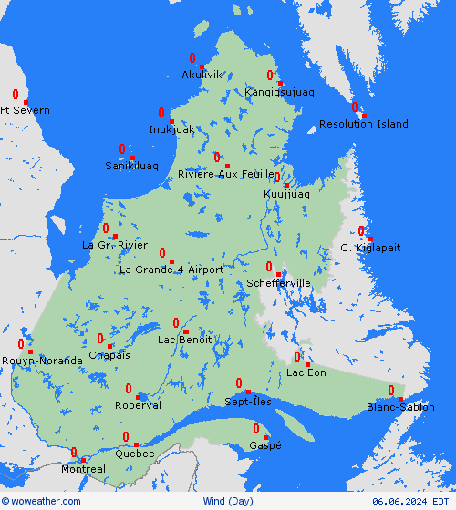 viento Quebec North America Mapas de pronósticos