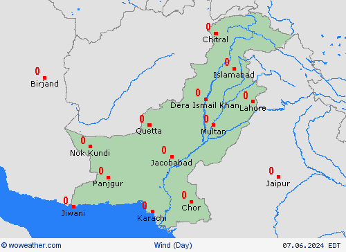 viento Pakistan Asia Mapas de pronósticos