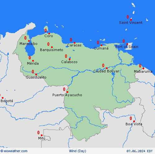 wind Venezuela South America Forecast maps