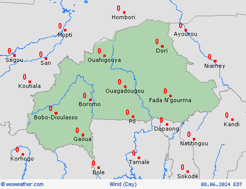 wind Burkina Faso Africa Forecast maps