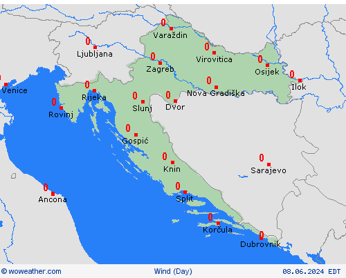 viento Croatia Europe Mapas de pronósticos
