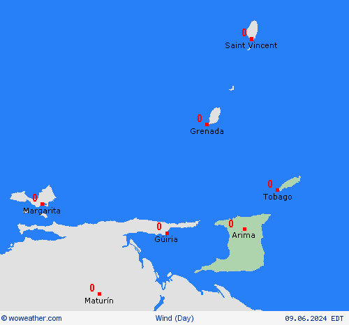 viento Trinidad and Tobago South America Mapas de pronósticos
