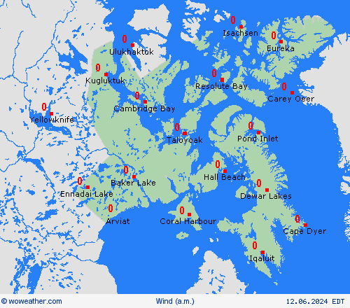 wind Nunavut North America Forecast maps